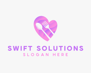 Food Cutlery Heart logo design