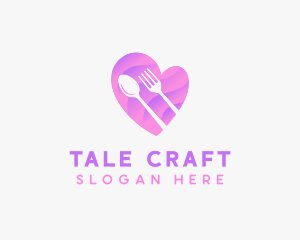 Food Cutlery Heart logo design