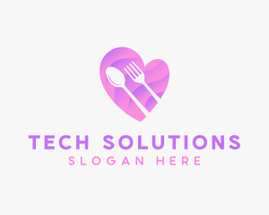 Food Cutlery Heart logo design