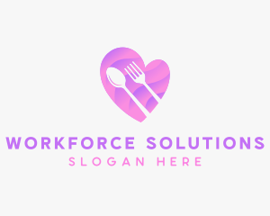 Food Cutlery Heart logo design