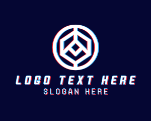 App - Glitchy Polygon Badge logo design