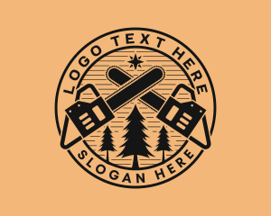 Chainsaw Woods Logging Logo