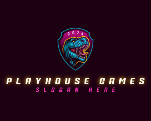 Tyrannosaurus Shield Gaming logo design