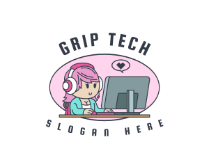 Gamer Tech Female logo design