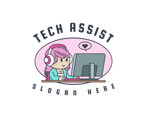 Gamer Tech Female logo design