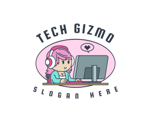 Gamer Tech Female logo design