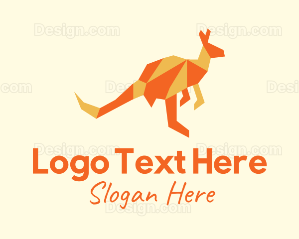 Orange Kangaroo Origami Logo