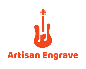 Red Guitar Note logo design