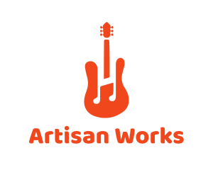 Red Guitar Note logo design