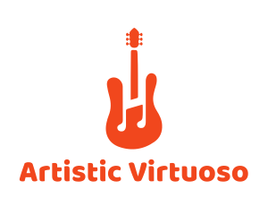 Red Guitar Note logo design