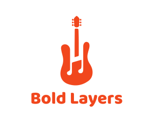 Red Guitar Note logo design