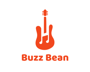 Red Guitar Note logo design