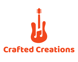 Red Guitar Note logo design