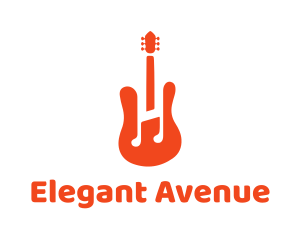 Red Guitar Note logo design