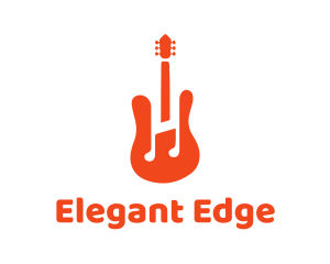 Red Guitar Note logo design