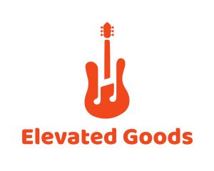 Red Guitar Note logo design