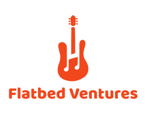 Red Guitar Note logo design