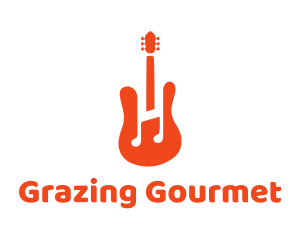 Red Guitar Note logo design