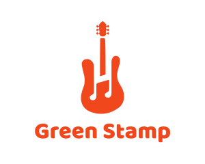 Red Guitar Note logo design