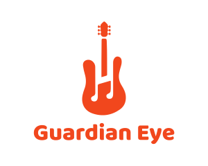 Red Guitar Note logo design