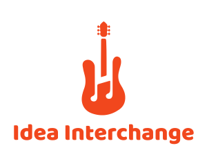 Red Guitar Note logo design