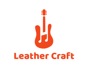 Red Guitar Note logo design