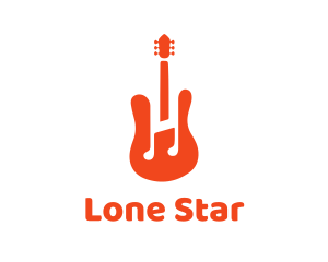 Red Guitar Note logo design