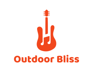 Red Guitar Note logo design