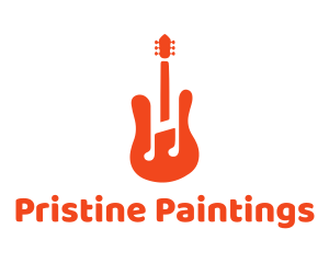 Red Guitar Note logo design