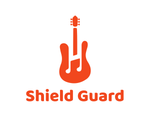 Red Guitar Note logo design
