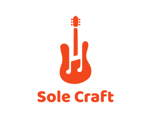 Red Guitar Note logo design