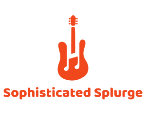 Red Guitar Note logo design