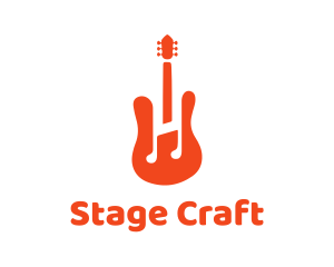 Red Guitar Note logo design