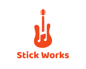 Red Guitar Note logo design