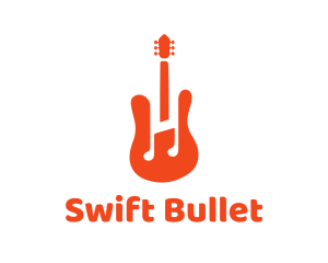 Red Guitar Note logo design