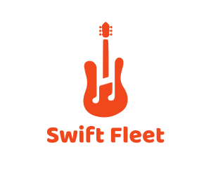 Red Guitar Note logo design