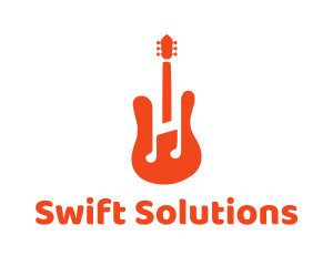 Red Guitar Note logo design