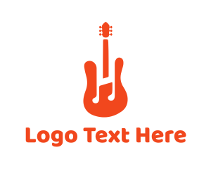 Singer - Red Guitar Note logo design