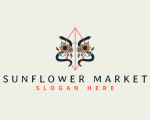 Snake Floral Boho logo design