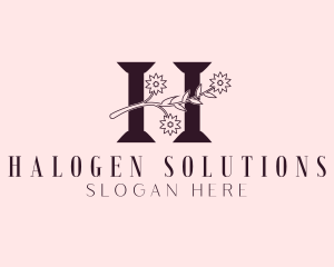 Flower Plant Letter H logo design