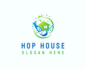 Mop Sprayer House Sanitation logo design