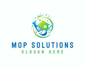 Mop Sprayer House Sanitation logo design