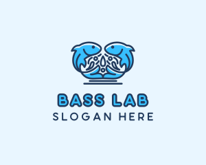 Symmetrical Aquatic Fish logo design