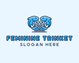 Symmetrical Aquatic Fish logo design