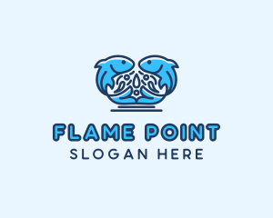 Symmetrical Aquatic Fish logo design