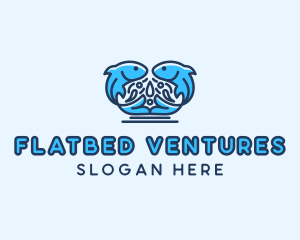 Symmetrical Aquatic Fish logo design