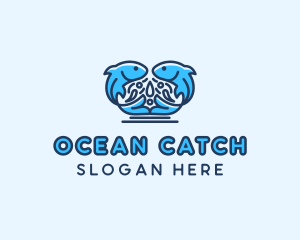 Symmetrical Aquatic Fish logo