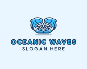 Symmetrical Aquatic Fish logo