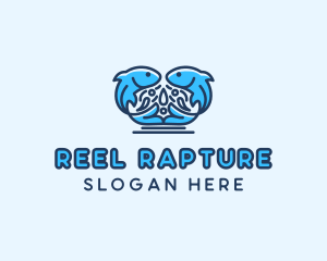 Symmetrical Aquatic Fish logo