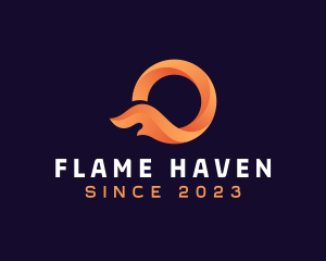 Heating Flame Letter O logo